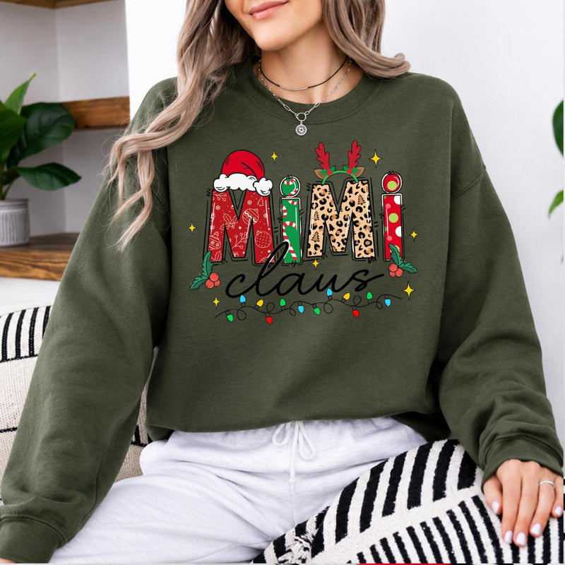 Personalized Mama Claus Sweatshirt, Custom Family Nickname Christmas Design, Choose Your Title, Mom Grandma Auntie Holiday Gift