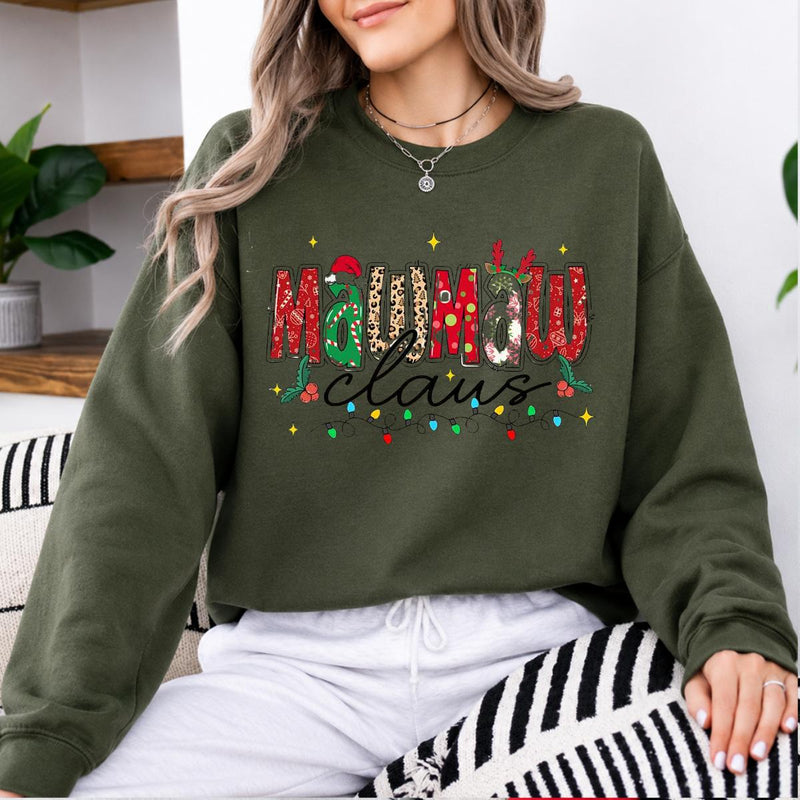Personalized Mama Claus Sweatshirt, Custom Family Nickname Christmas Design, Choose Your Title, Mom Grandma Auntie Holiday Gift