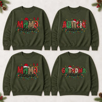Personalized Mama Claus Sweatshirt, Custom Family Name Christmas Crewneck, Mom Grandma Auntie Holiday Gift