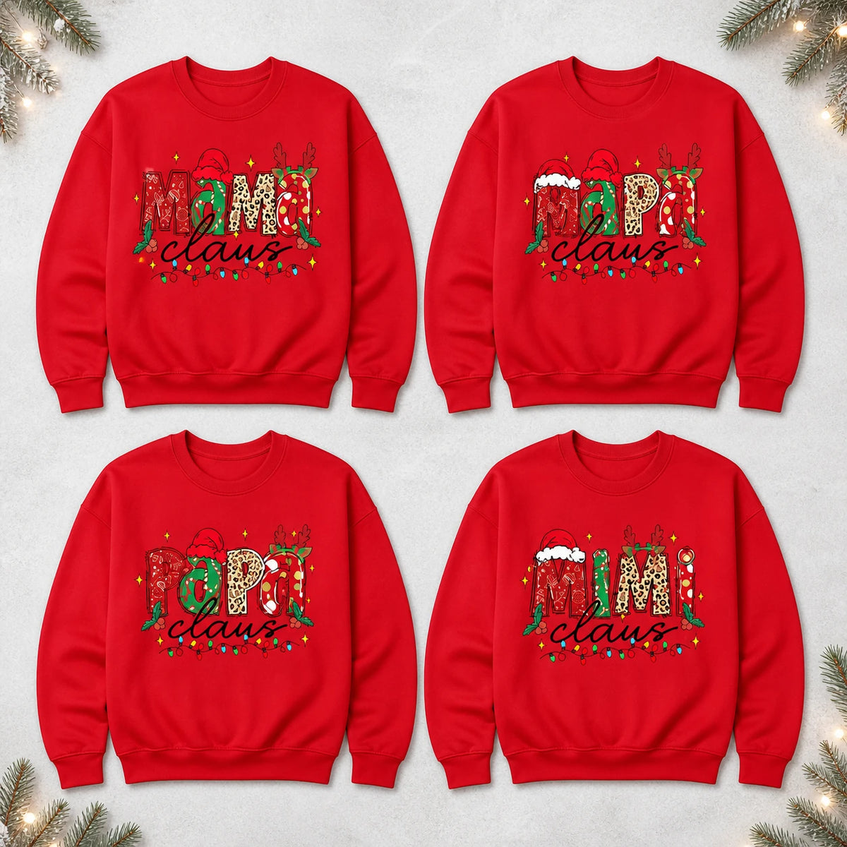 Personalized Mama Claus Sweatshirt, Custom Family Nickname Christmas Crewneck, Santa Reindeer Holiday Gift for Mom Grandma Aunt Wife