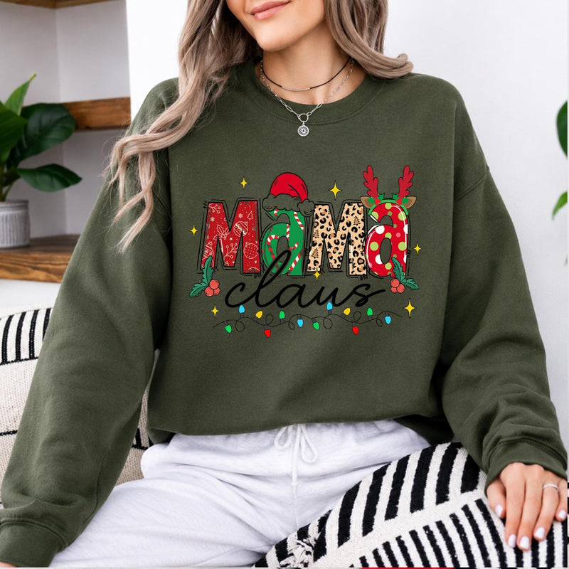 Personalized Mama Claus Sweatshirt, Custom Family Nickname Christmas Design, Choose Your Title, Mom Grandma Auntie Holiday Gift
