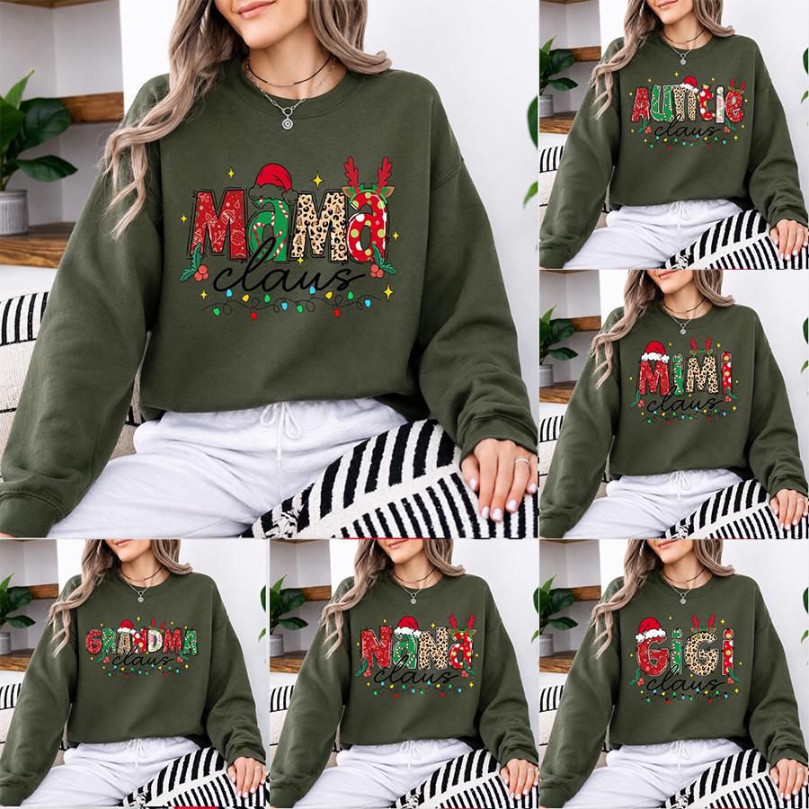 Personalized Mama Claus Sweatshirt, Custom Family Nickname Christmas Design, Choose Your Title, Mom Grandma Auntie Holiday Gift