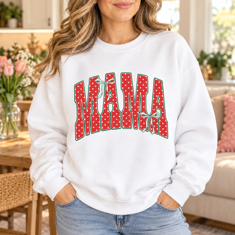 Personalized Mama Nana Sweatshirt, Custom Family Title Coquette Bow, Mom Grandma Gift
