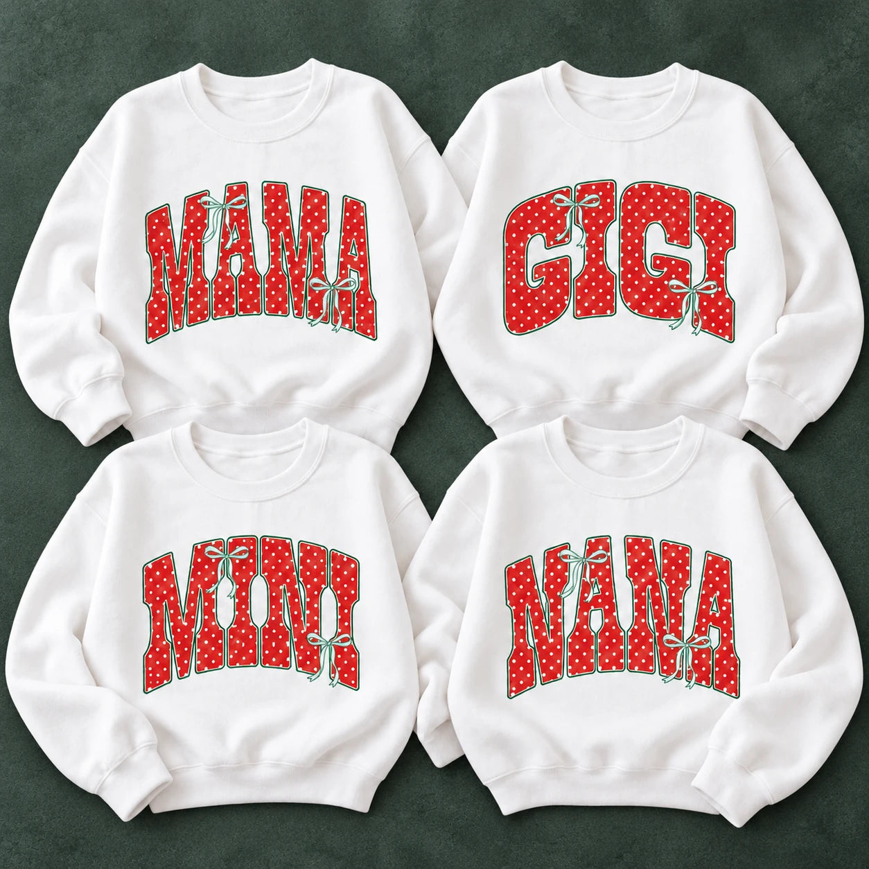 Personalized Mama Nana Sweatshirt, Custom Family Title Coquette Bow, Mom Grandma Gift
