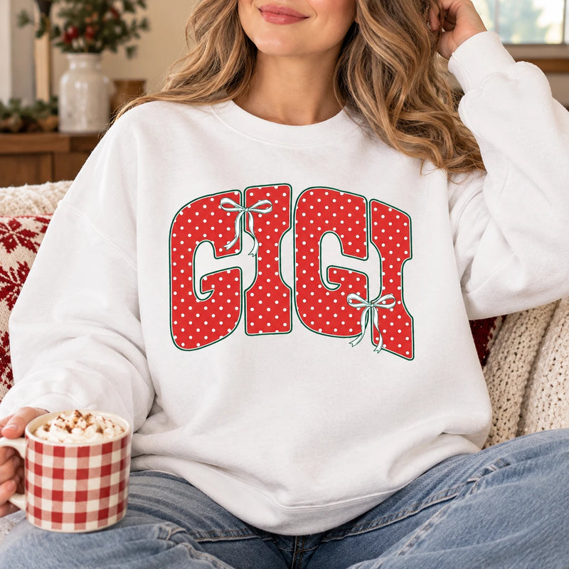 Personalized Mama Nana Sweatshirt, Custom Family Title Coquette Bow, Mom Grandma Gift