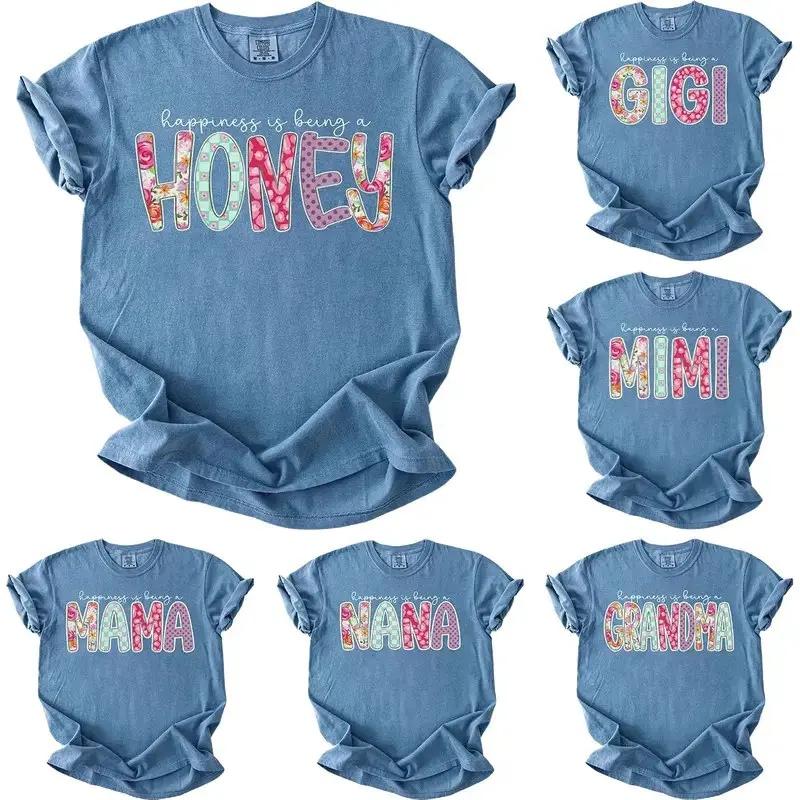 Personalized Mama Shirt, Custom Floral Family Title T-Shirt, Choose MAMA MIMI GIGI NANA HONEY GRANDMA, Mother's Day Gift