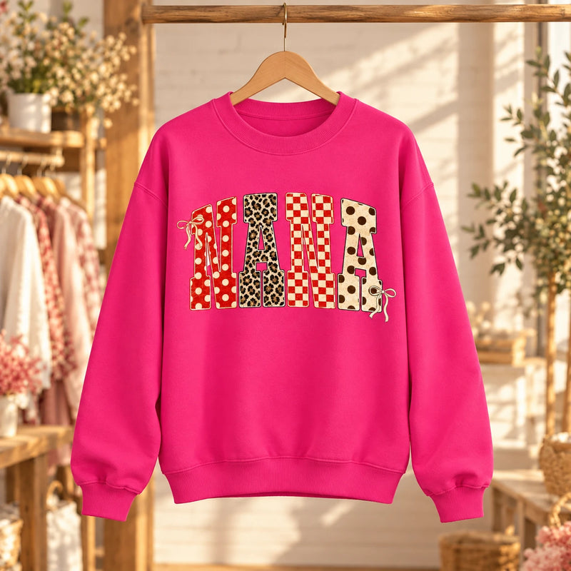 Personalized Mama Sweatshirt Custom Family Title Coquette Bow Mom Grandma Aunt Abuela Gift