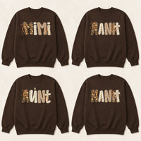 Personalized Mama Sweatshirt Custom Family Name Crewneck Leopard Bow Mom Grandma Aunt Gift
