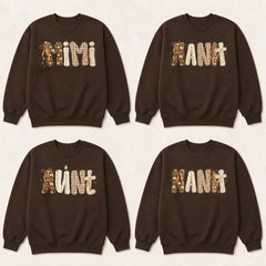 Personalized Mama Sweatshirt Custom Family Name Crewneck Leopard Bow Mom Grandma Aunt Gift
