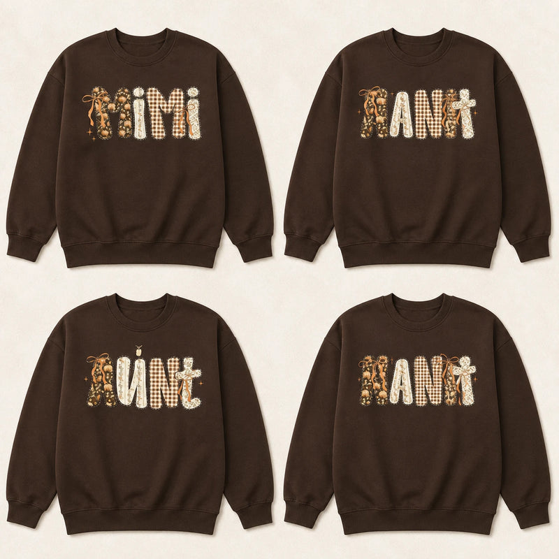 Personalized Mama Sweatshirt Custom Family Name Crewneck Leopard Bow Mom Grandma Aunt Gift