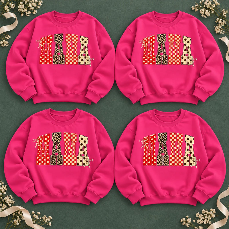 Personalized Mama Sweatshirt Custom Family Title Coquette Bow Mom Grandma Aunt Abuela Gift