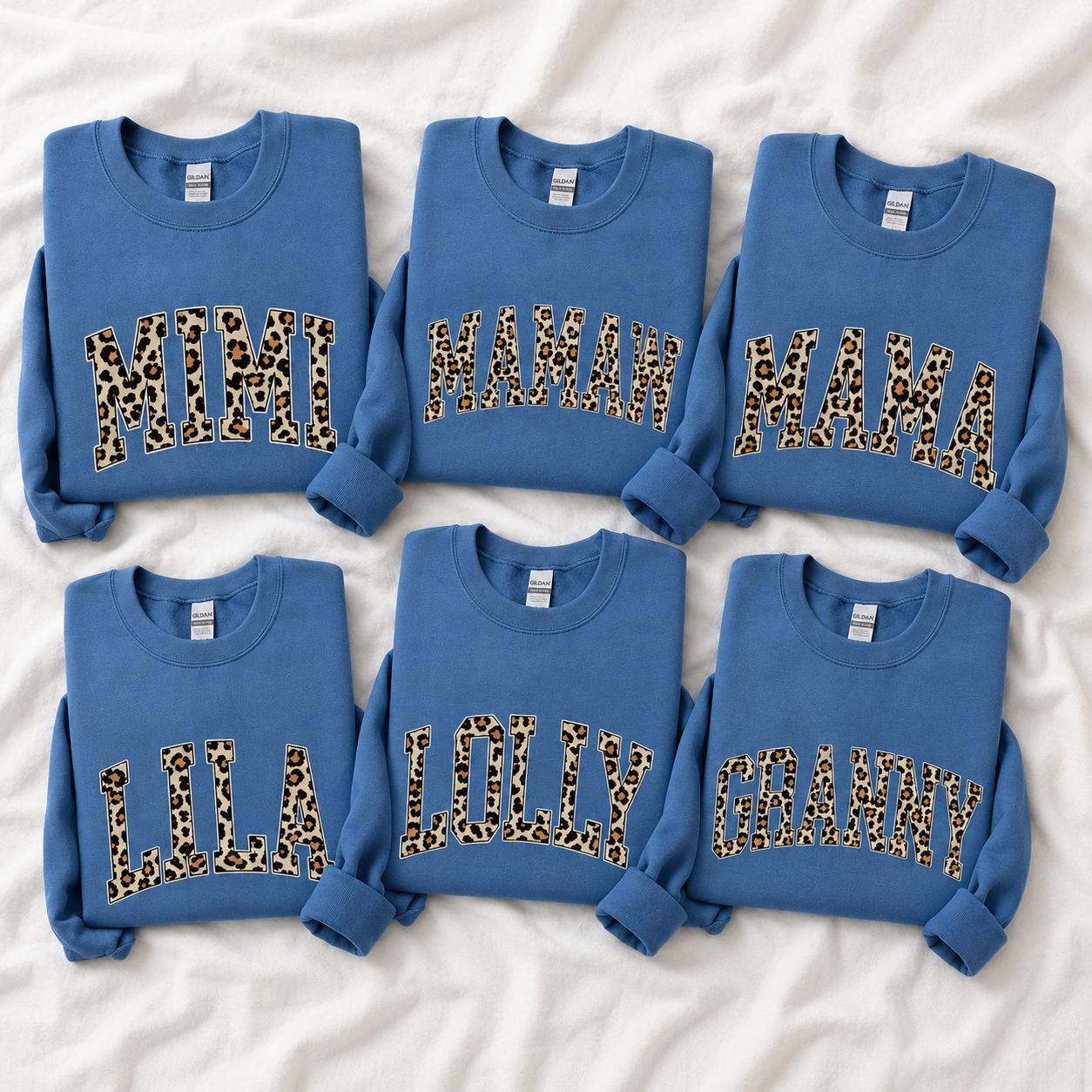 Personalized Mama Sweatshirt, Leopard Print Varsity