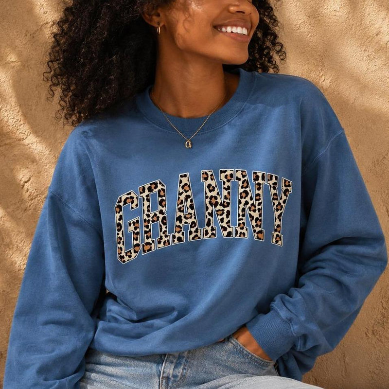 Personalized Mama Sweatshirt, Leopard Print Varsity