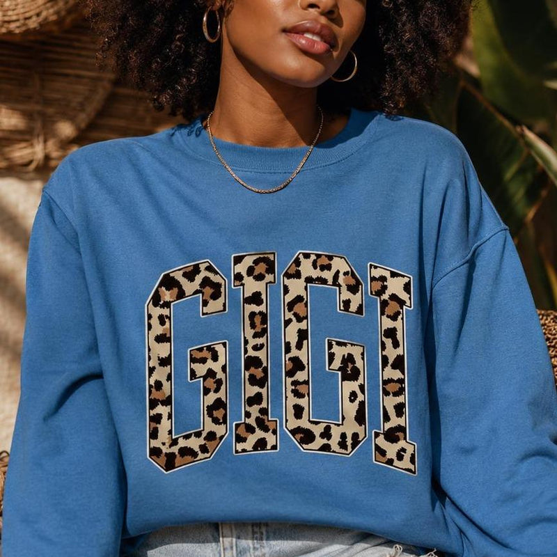 Personalized Mama Sweatshirt, Leopard Print Varsity