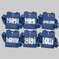 Personalized Mama Sweatshirt, Patchwork Bow Name