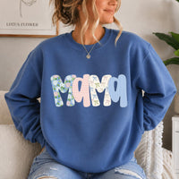 Personalized Mama Sweatshirt, Patchwork Bow Name