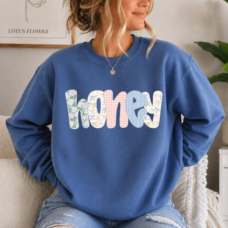 Personalized Mama Sweatshirt, Patchwork Bow Name