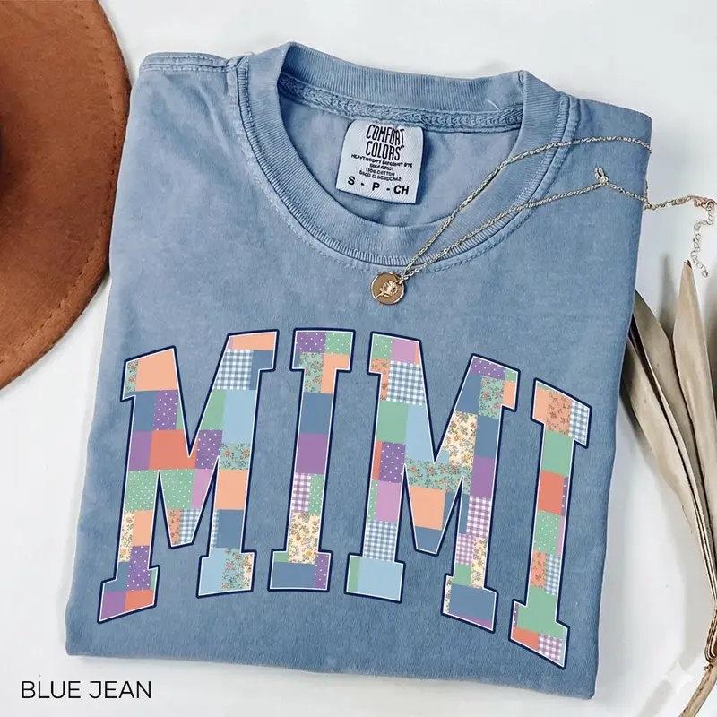 Personalized Mama T-Shirt MAMA Auntie Gigi Mimi Nana Grammy Mother's Day Gift Women Patchwork Floral