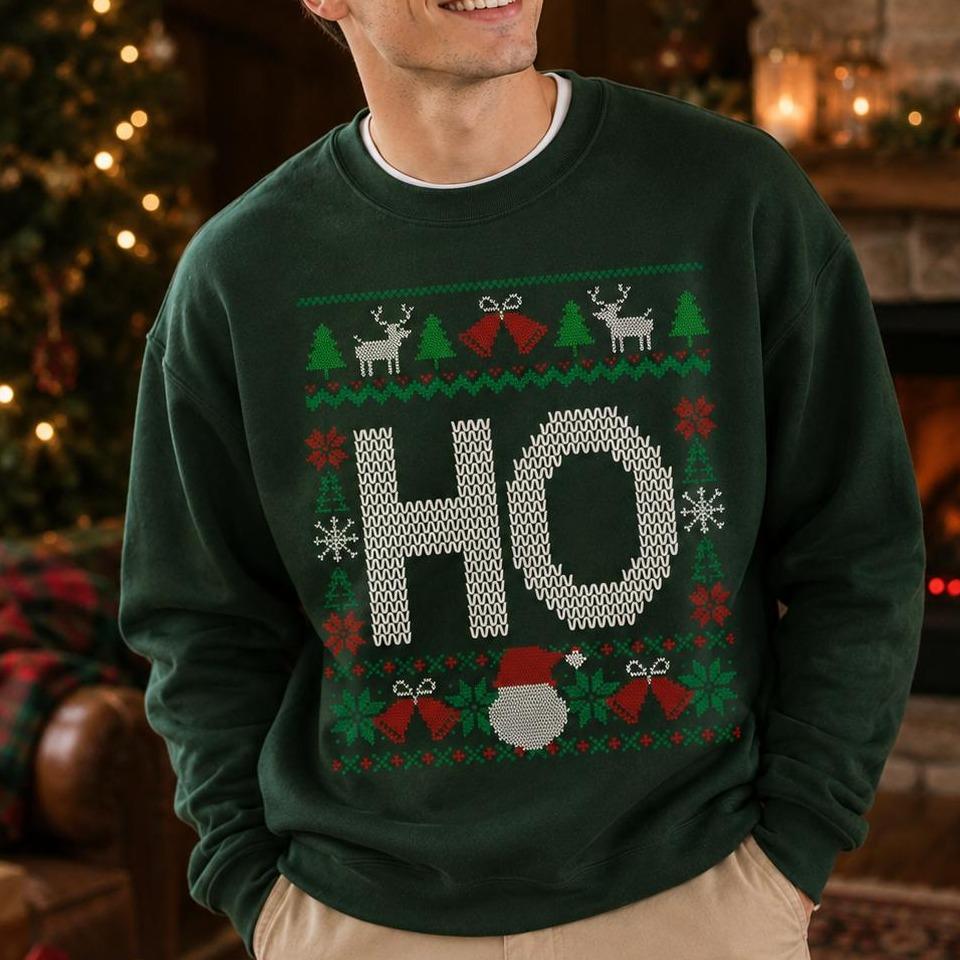 Personalized Matching Christmas Design Sweatshirt, Custom Choose Your Ho or Where's My Ho At Variant, Funny Couples Holiday Gift