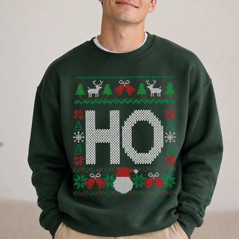 Personalized Matching Christmas Design Sweatshirt, Custom Choose Your Ho or Where's My Ho At Variant, Funny Couples Holiday Gift