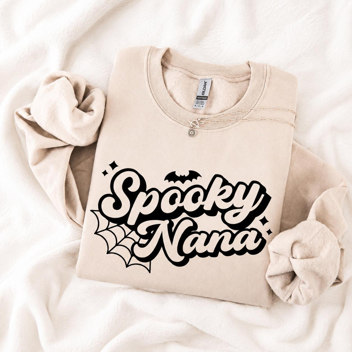 Personalized Spooky Grandma Sweatshirt Custom Nana Nickname Retro Halloween Women Cute Family Design