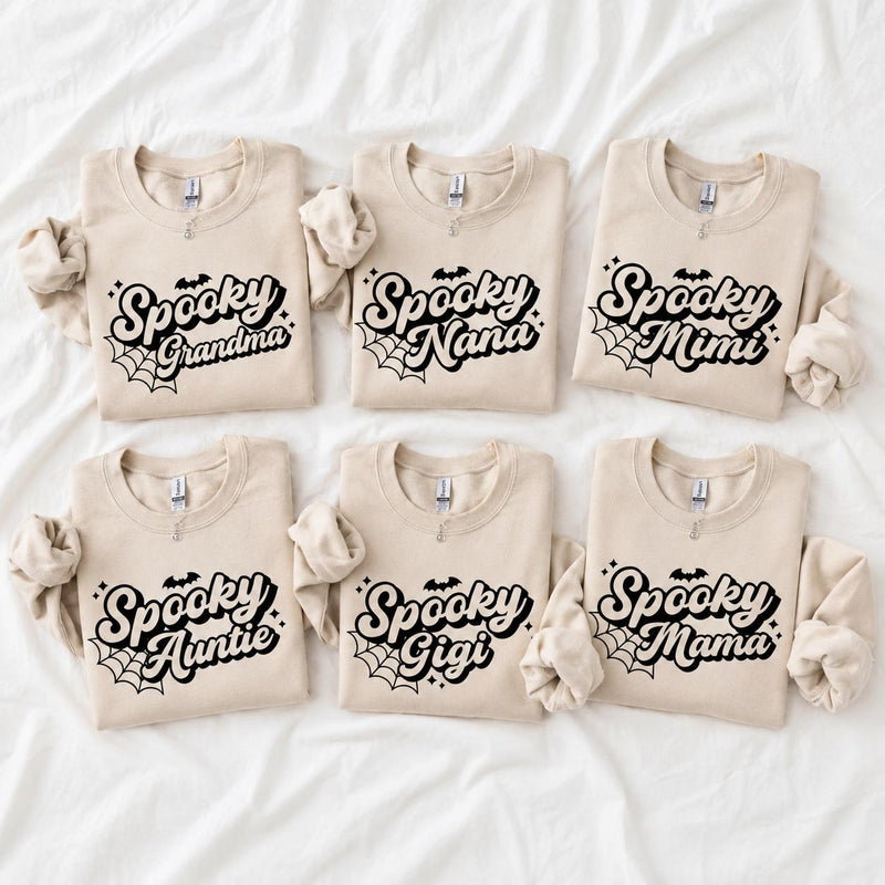Personalized Spooky Grandma Sweatshirt Custom Nana Nickname Retro Halloween Women Cute Family Design