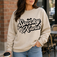 Personalized Spooky Grandma Sweatshirt Custom Nana Nickname Retro Halloween Women Cute Family Design