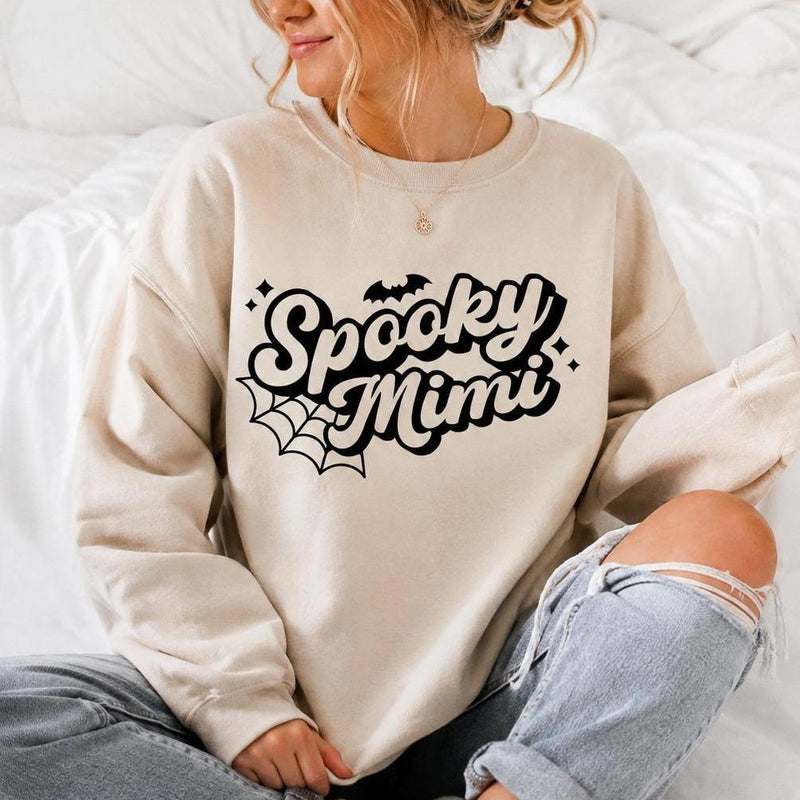 Personalized Spooky Grandma Sweatshirt Custom Nana Nickname Retro Halloween Women Cute Family Design