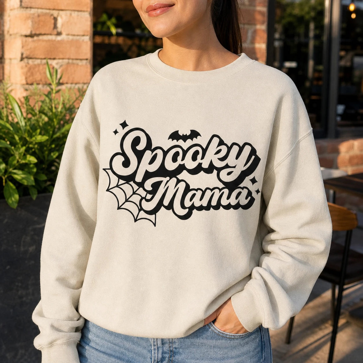 Personalized Spooky Grandma Sweatshirt Custom Nana Nickname Retro Halloween Women Cute Family Design