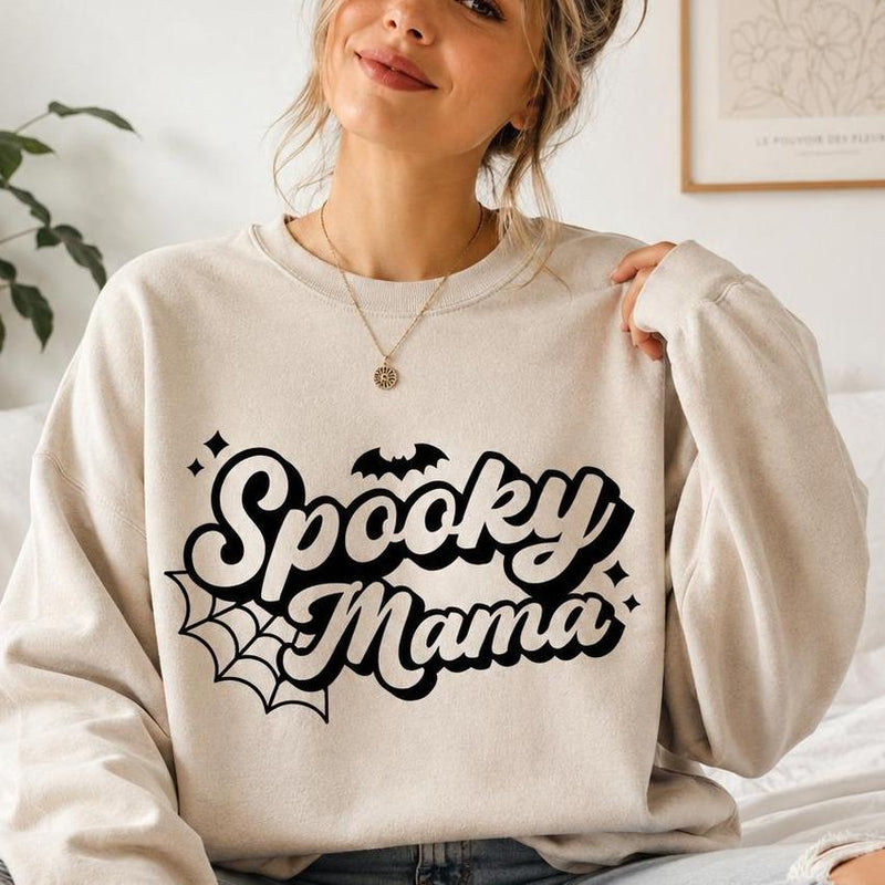 Personalized Spooky Grandma Sweatshirt Custom Nana Nickname Retro Halloween Women Cute Family Design