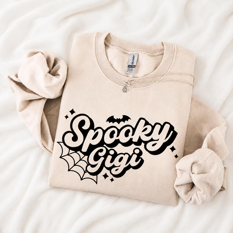 Personalized Spooky Grandma Sweatshirt Custom Nana Nickname Retro Halloween Women Cute Family Design