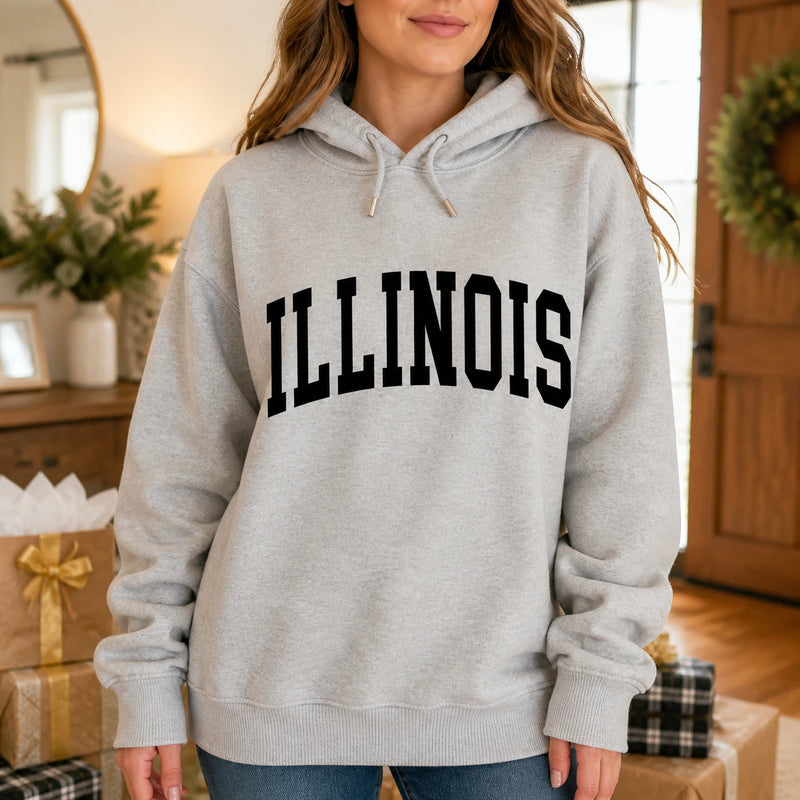 Personalized State Name Hoodie, Custom Retro Collegiate Varsity State Pride Pullover, Hometown Travel Souvenir Gift