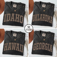 Personalized State Shirt, 50 States Leopard Print Tee