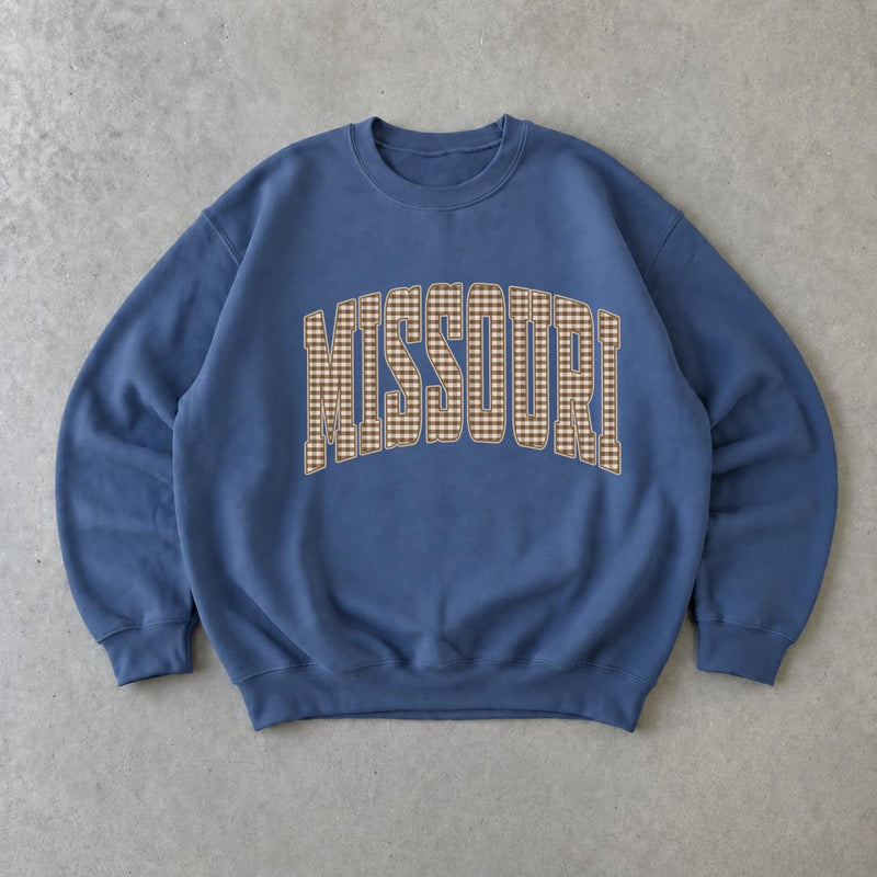 Personalized State Sweatshirt, Custom Choose Your State Gingham Varsity, Hometown Pride Gift for Women Men