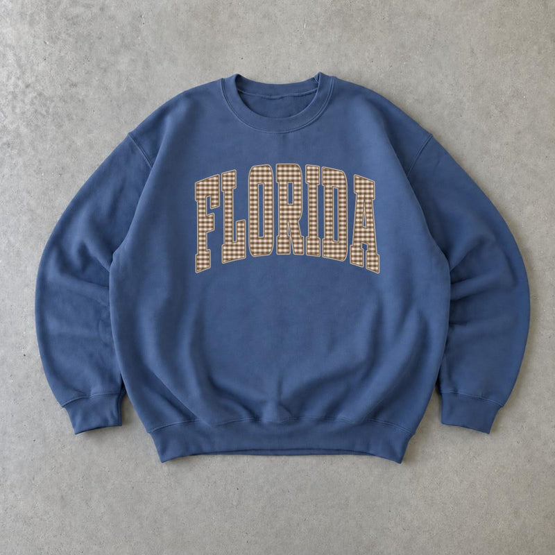 Personalized State Sweatshirt, Custom Choose Your State Gingham Varsity, Hometown Pride Gift for Women Men