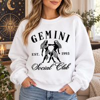 Personalized Vintage Zodiac Social Club Sweatshirt, Custom EST Birth Year or No EST, Retro Celestial Astrology Birthday Gift