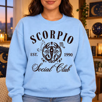 Personalized Vintage Zodiac Social Club Sweatshirt, Custom EST Birth Year or No EST, Retro Celestial Astrology Birthday Gift
