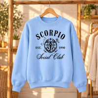 Personalized Vintage Zodiac Social Club Sweatshirt, Custom EST Birth Year or No EST, Retro Celestial Astrology Birthday Gift