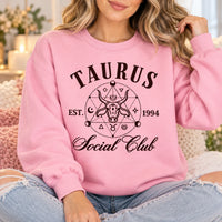 Personalized Vintage Zodiac Social Club Sweatshirt, Custom EST Birth Year or No EST, Retro Celestial Astrology Birthday Gift