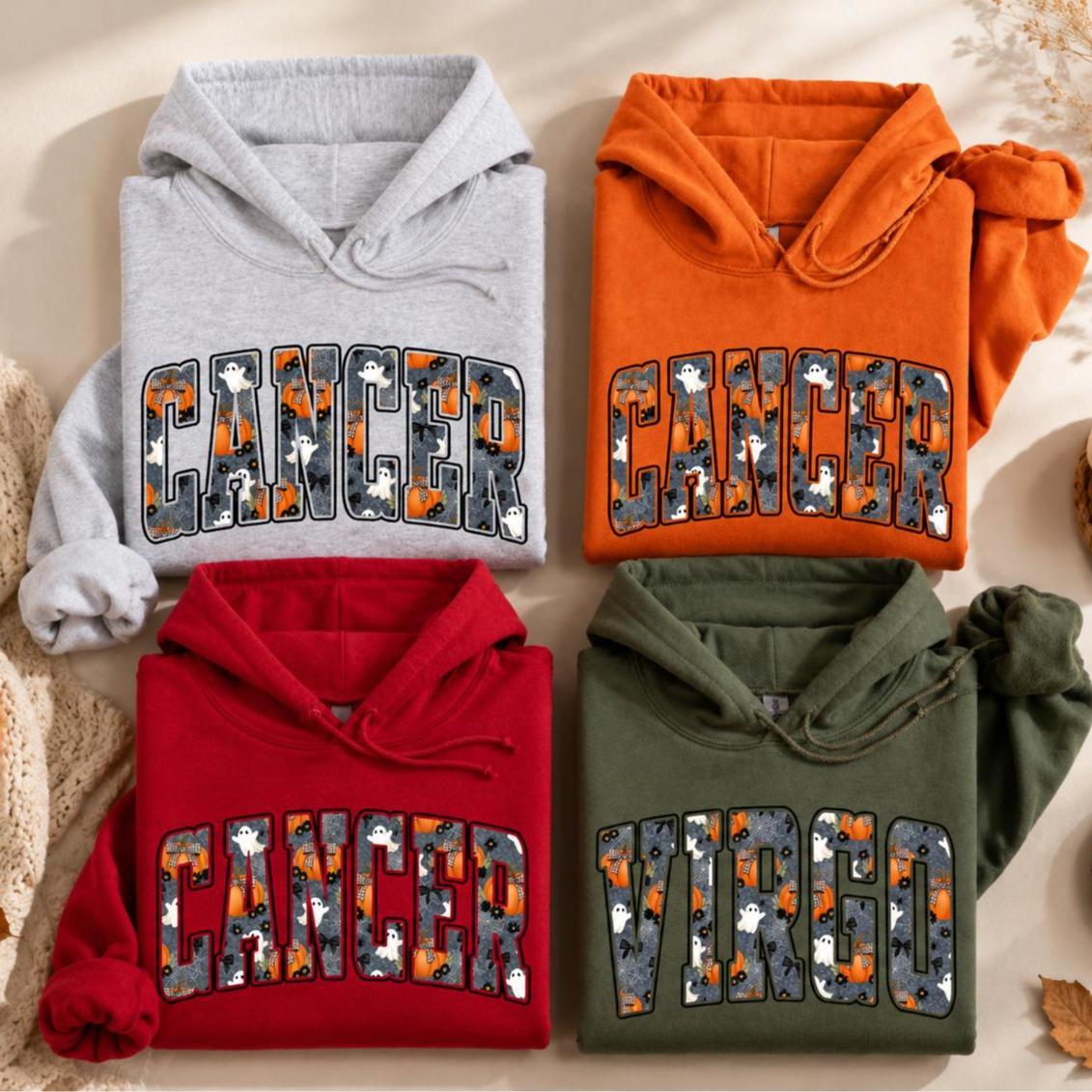 Personalized Zodiac Halloween Hoodie, Custom Choose Your Sign, Spooky Season Astrology Gift