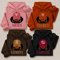 Personalized Zodiac Hoodie, Afro Astrology Birthday Gift