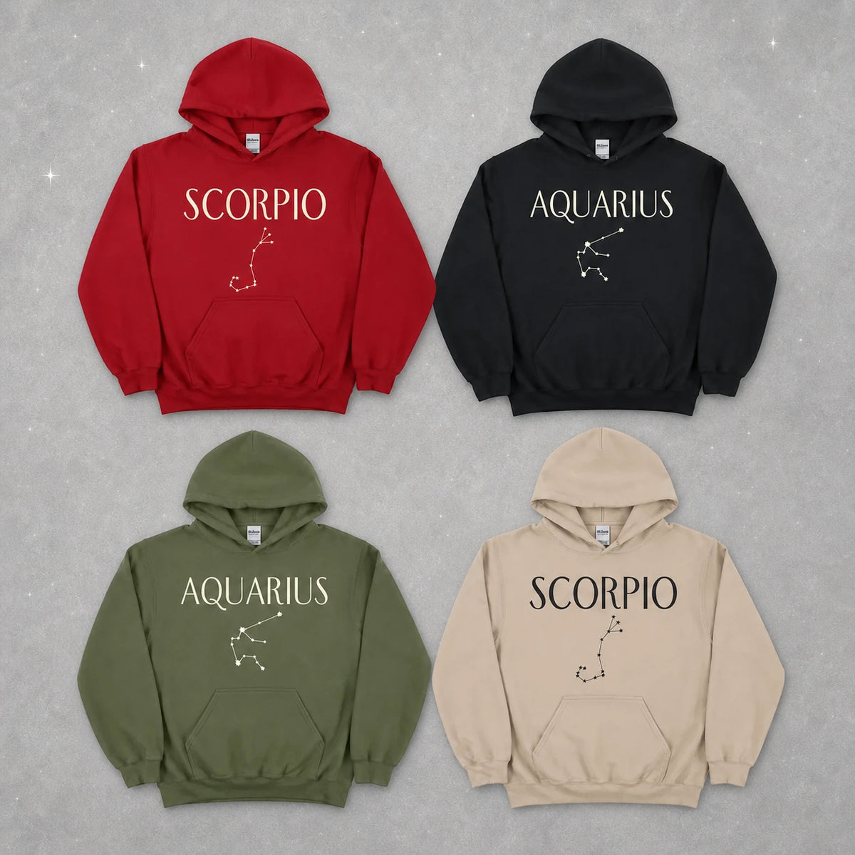 Personalized Zodiac Sign Hoodie, Custom Astrology Constellation Pullover, Horoscope Birthday Gift For Star Sign Lovers