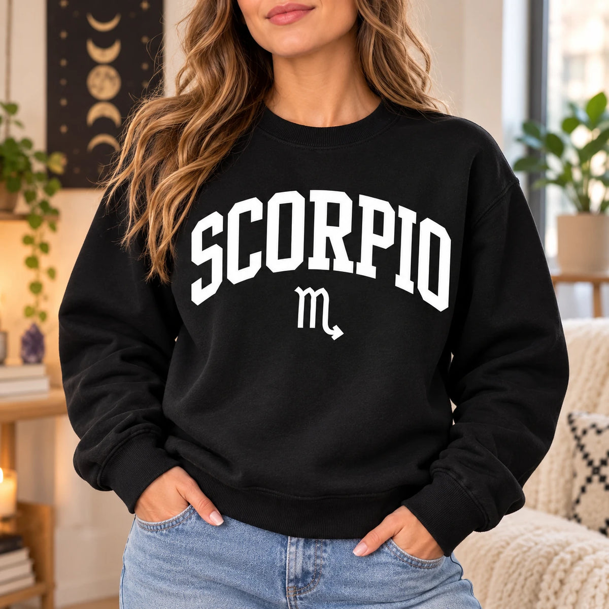 Personalized Zodiac Sweatshirt, 12 Horoscope Signs, Retro Varsity Astrology, Celestial Birthday Gift