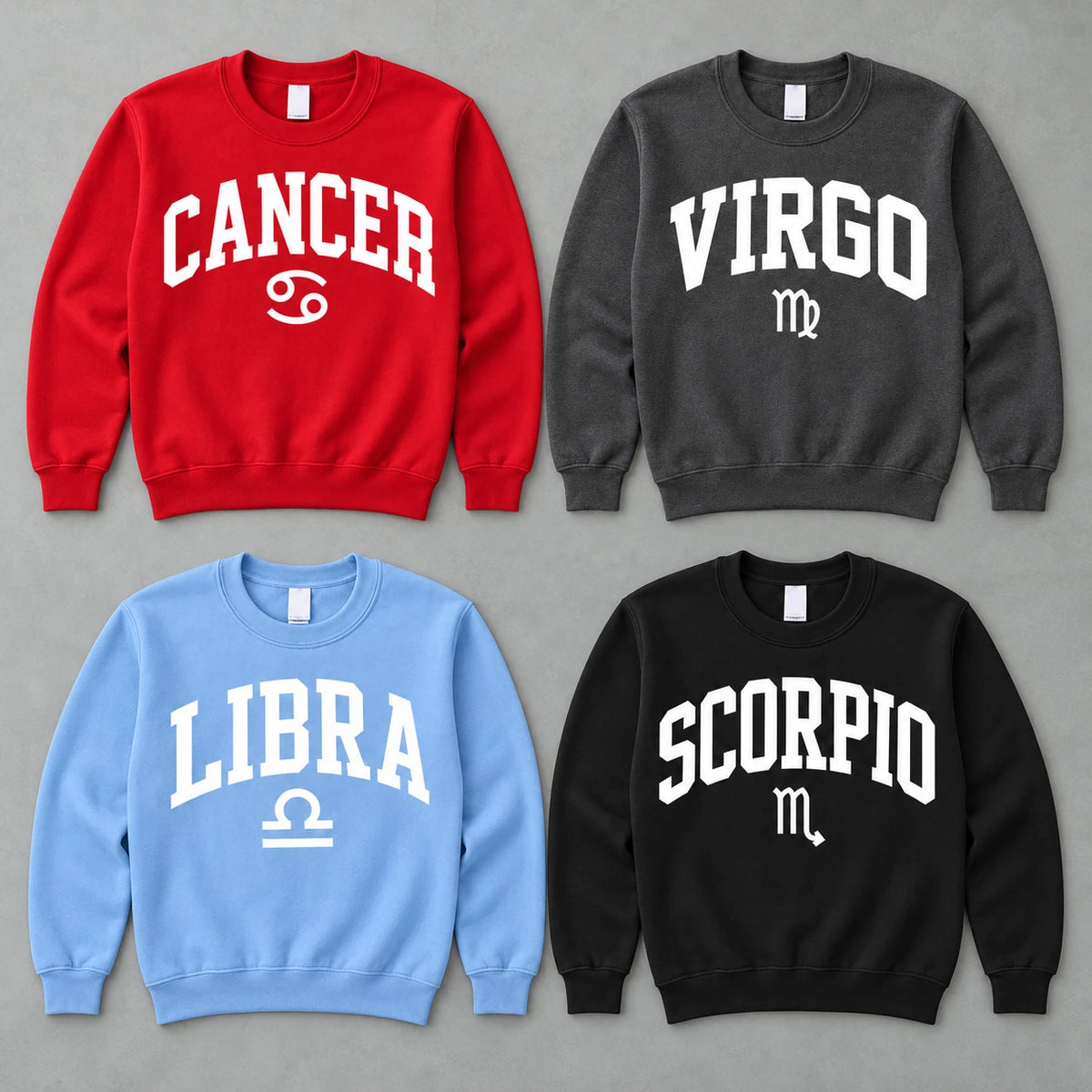 Personalized Zodiac Sweatshirt, 12 Horoscope Signs, Retro Varsity Astrology, Celestial Birthday Gift
