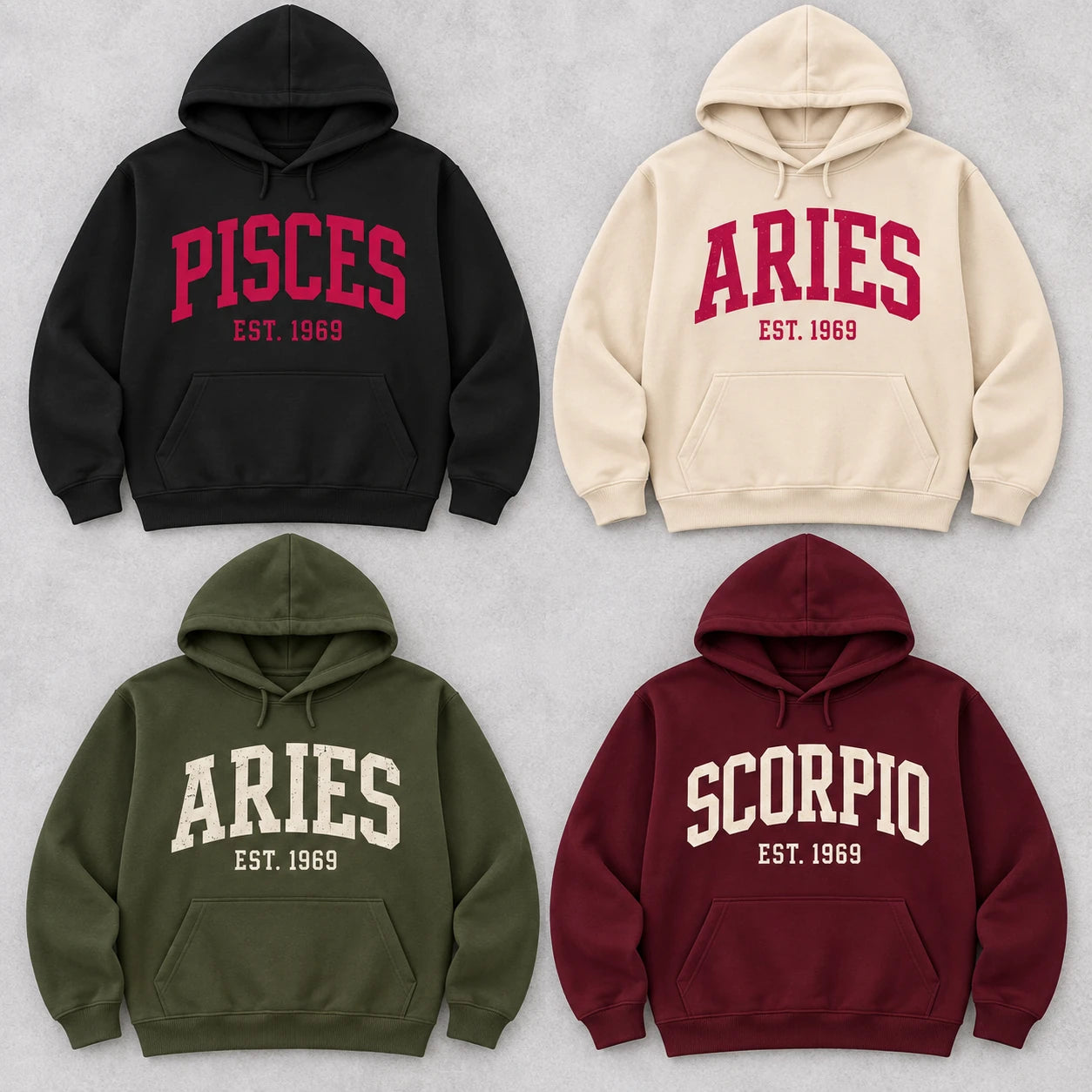 Personalized Zodiac Sweatshirt, College EST Year Star Sign