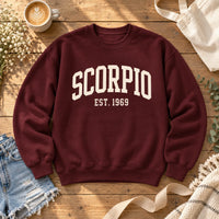 Personalized Zodiac Sweatshirt, College EST Year Star Sign