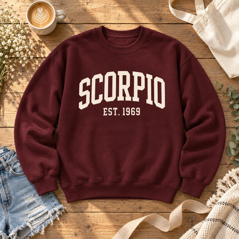 Personalized Zodiac Sweatshirt, College EST Year Star Sign
