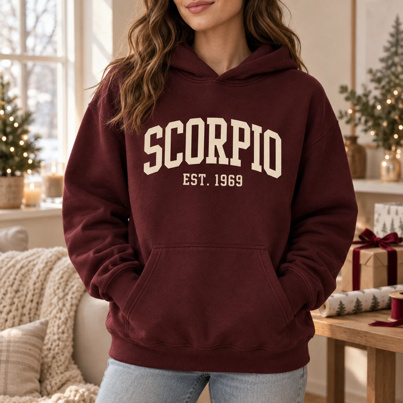 Personalized Zodiac Sweatshirt, College EST Year Star Sign