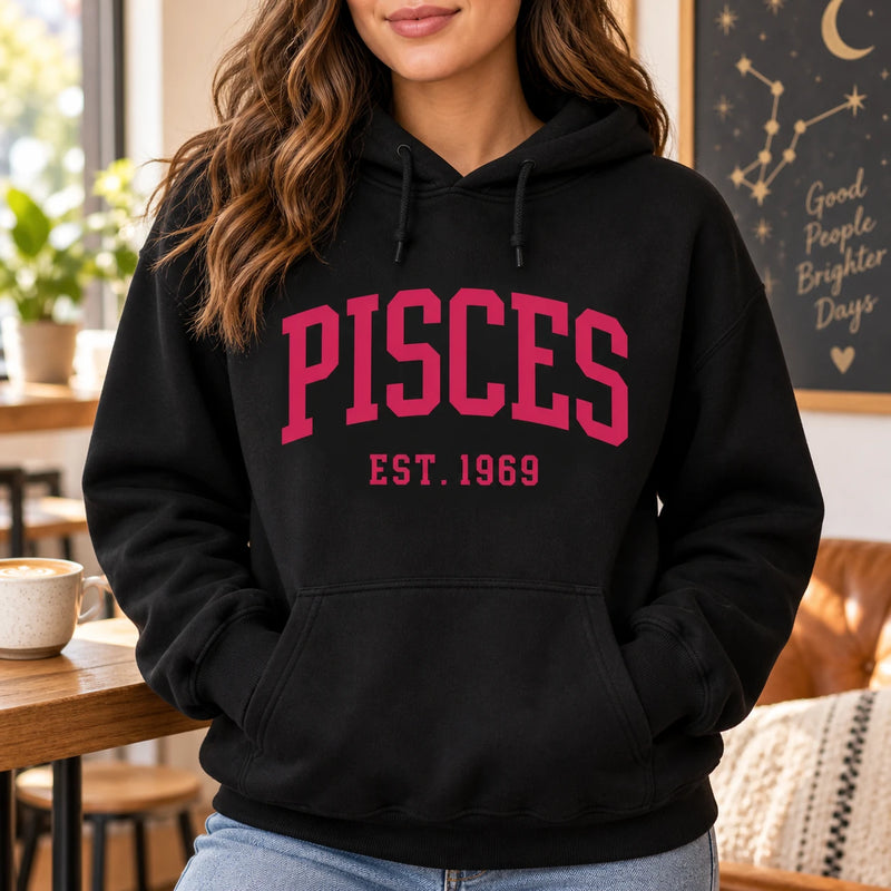 Personalized Zodiac Sweatshirt, College EST Year Star Sign