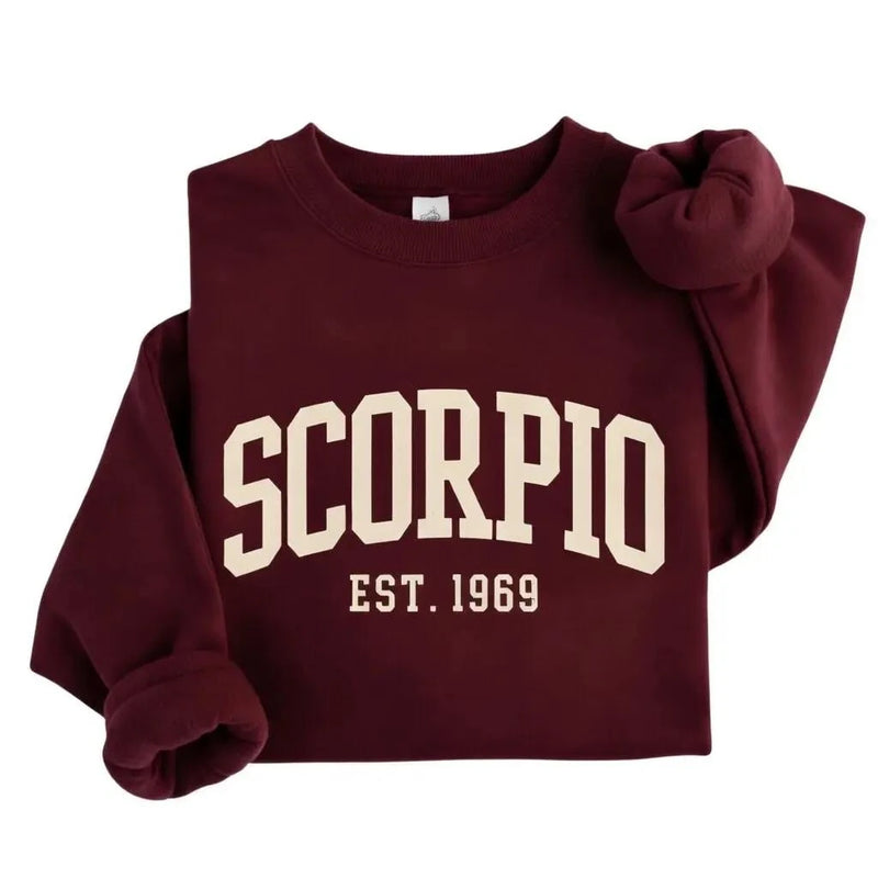 Personalized Zodiac Sweatshirt, College EST Year Star Sign
